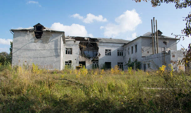 The Russian-Ukrainian war, a house damaged by artillery fire. Luhansk region