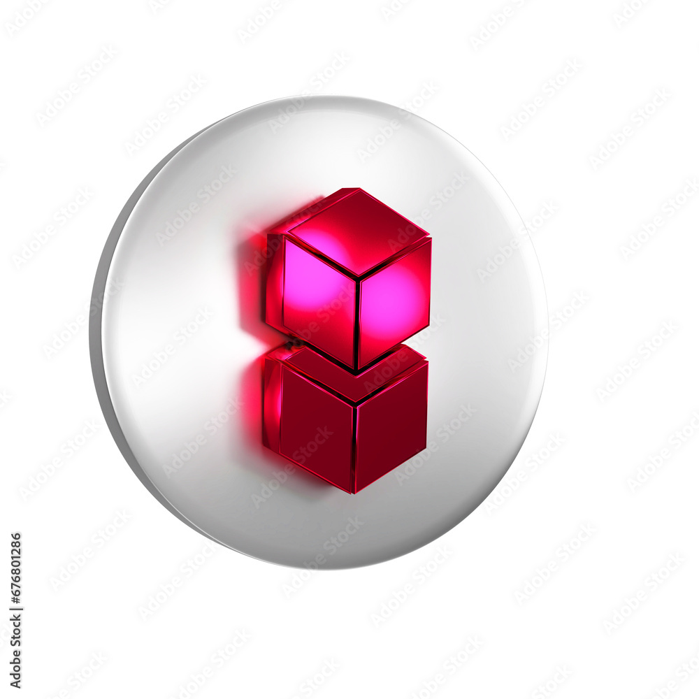 Poster red blockchain technology icon isolated on transparent background. cryptocurrency data. abstract geo