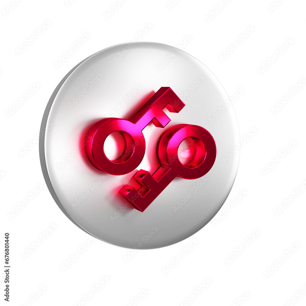 Poster red cryptocurrency key icon isolated on transparent background. concept of cyber security or private