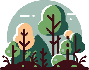illustration of a forest flat design illustration vector