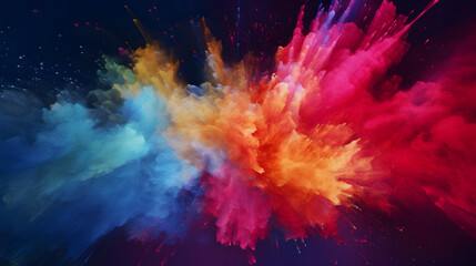 Colorful powder with satin shine, strong contrast, dinamic, action, explosion, surrealism, psihodelic,