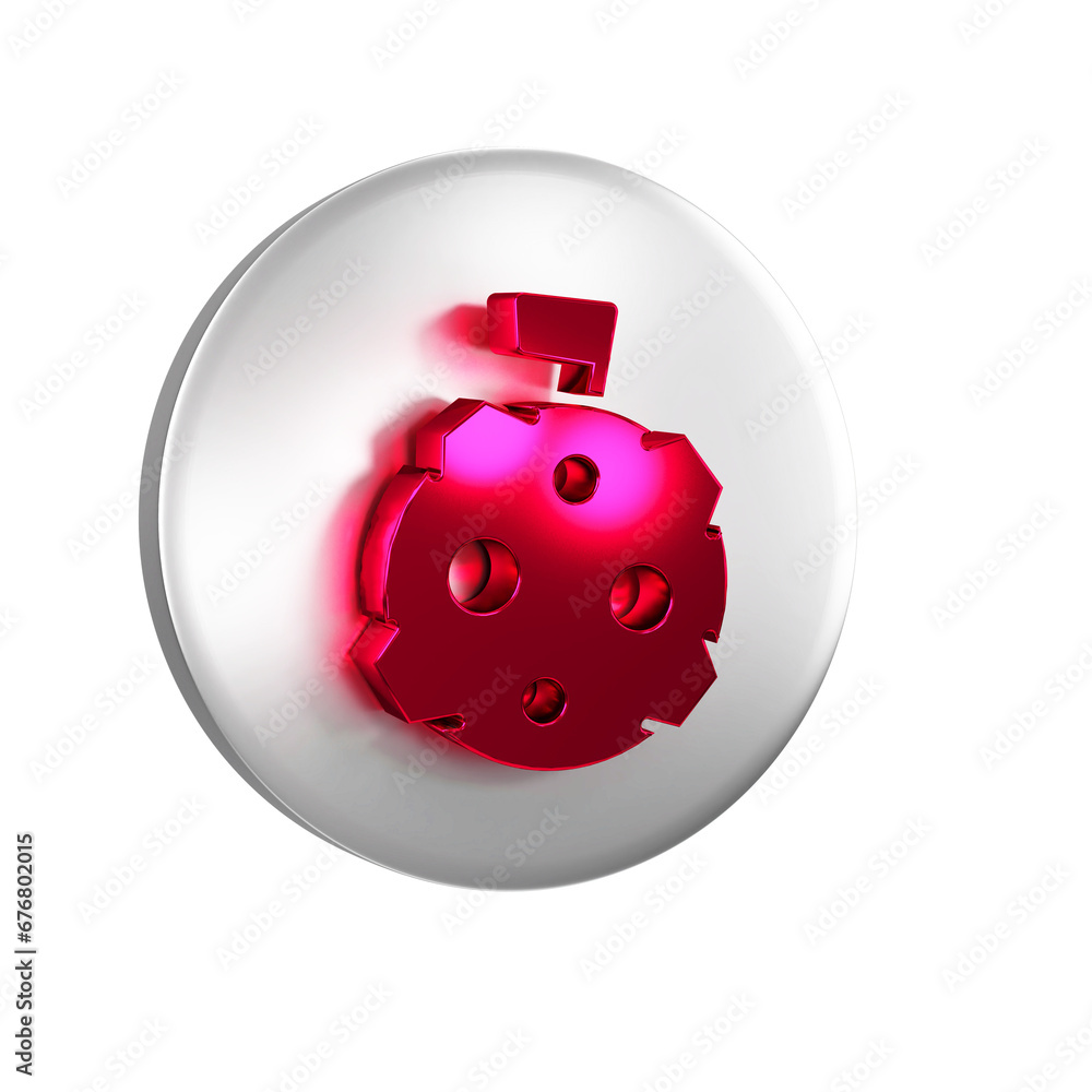 Aufkleber red moon with flag icon isolated on transparent background. silver circle button.