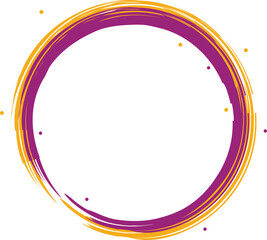 Vector set of brushes. Hand drawn circles. Set of color orange brush stroke, different size on white