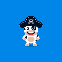 cute cow captain pirate cartoon