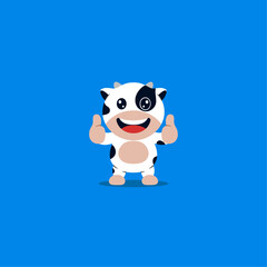 cute cow give thumb up cartoon