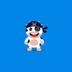 cute cow pirate hat cartoon