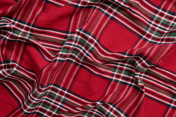 Background of traditional checkered christmas red fabric