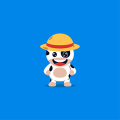 Cute cow straw hat cartoon