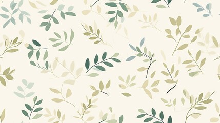  a close up of a wallpaper with a pattern of green and beige leaves on a beige background with a white background.  generative ai