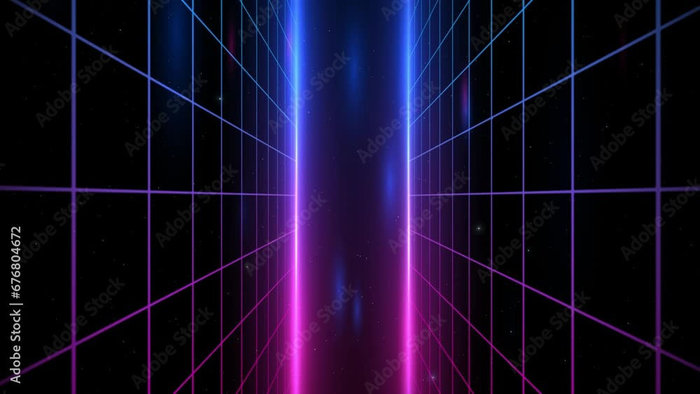Poster universe retro futuristic 80's background 4k. synthwave wireframe net grid. abstract digital backgro