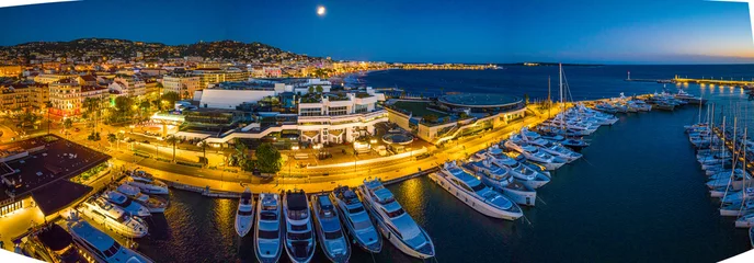 Zelfklevend Fotobehang Aerial view of Cannes, a resort town on the French Riviera, is famed for its international film festival © Alexey Fedorenko