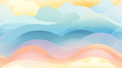  a painting of a blue, yellow, and pink wave on a yellow and blue background with a sky in the background.  generative ai