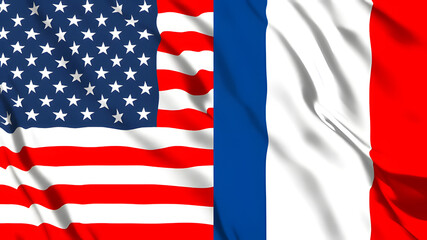 アメリカとフランスの国旗 - obrazy, fototapety, plakaty