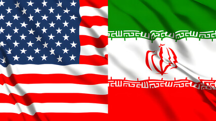 アメリカとイランの国旗 - obrazy, fototapety, plakaty