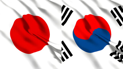 日本と韓国の国旗