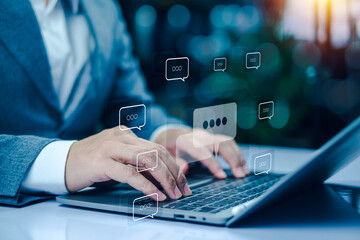 businessman management Collect customer comment rating survey results online feedback review...