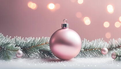 Cute pink bauble with copy space