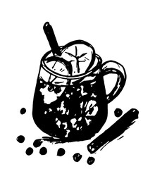 Graphic image of a glass with mulled wine