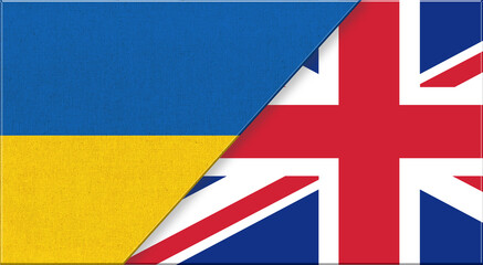 Flags of Ukraine and England. Ukrainian and English flags - obrazy, fototapety, plakaty