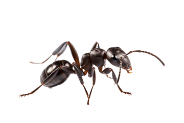 Closeup of an ant on a white background