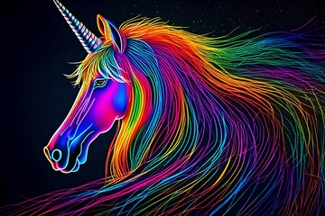 unicorn illustion , background , colourful illustion , colourful lights ,horse ,abstract colorful rainbow  illustion 
