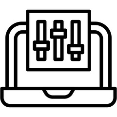 Vector Icon Equalizer, Laptop, Settings, Audio Control, Sound Mixer, Control Panel