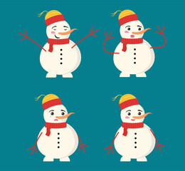 set of snowman with different expression