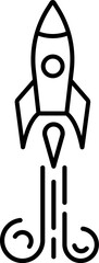 Rocket ship launch icon design in linear style.