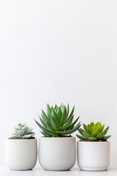Succulents on white background with copy space, Generative AI	