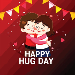 A vector illustration of Celebrating Happy Hug Day
