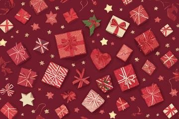 Vector seamless pattern with Christmas elements. Christmas and New year decoration. Winter background. Pattern for fabric, textile, wrapping paper and other decoration. vector art illustration 