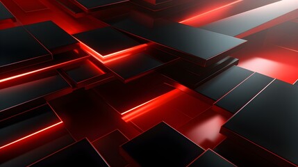 Abstract 3D Background of overlapping geometric Shapes. Futuristic Wallpaper in red Colors