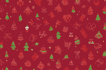 Vector seamless pattern with Christmas elements. Christmas and New year decoration. Winter background. Pattern for fabric, textile, wrapping paper and other decoration. vector art illustration 