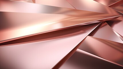 Abstract 3D Background of overlapping geometric Shapes. Futuristic Wallpaper in rose gold Colors