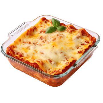 recommend clip art:  Lasagna in baking dish isolated on transparent or white background