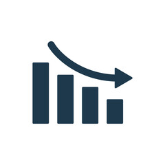 Decreasing business graph with arrow