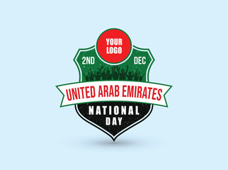 United Arab Emirates National Day. People are celebrating on the shield vector.