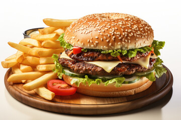 hamburger and fries