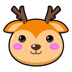 Deer animal digital illustration in cute and simple style
