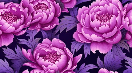  a close up of a bunch of flowers on a black background with purple and pink flowers in the middle of the image.  generative ai