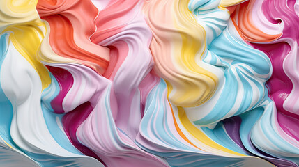 Rainbow swirls of melting ice cream, a summer's dream Ai Generative