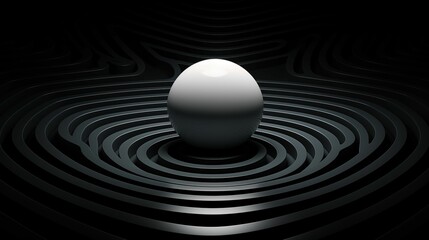 AI illustration of a single white ball centrally placed on a large circular background.