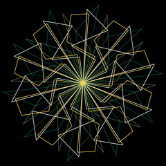 Colorful line art, symmetrical mandala illustration - 676819664