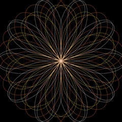 Colorful line art, symmetrical mandala illustration - 676819665