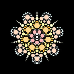 Colorful symmetrical dot mandala illustration - 676819667