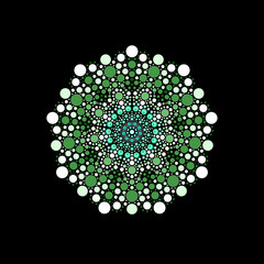 Colorful symmetrical dot mandala illustration - 676819670