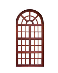 wooden window isolated on white background with clipping path.
