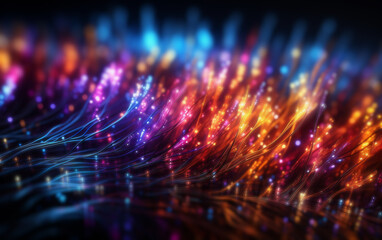 Optic fiber background, Abstract background with colorfull electric cables optical fiber - obrazy, fototapety, plakaty