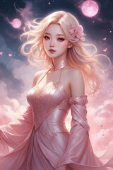 Transcending Love: Blonde Korean in Valentine's Pink Mist Serenity