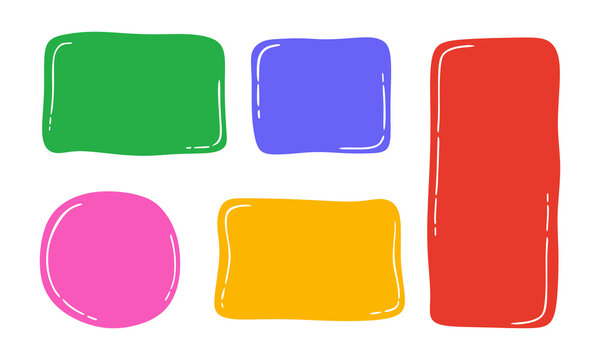 Set of hand drawn quote posters. Collection of colorful empty quote frames. Blank speech bubbles isolated on white background. Text box elements in various shapes and colors. Vector illustration